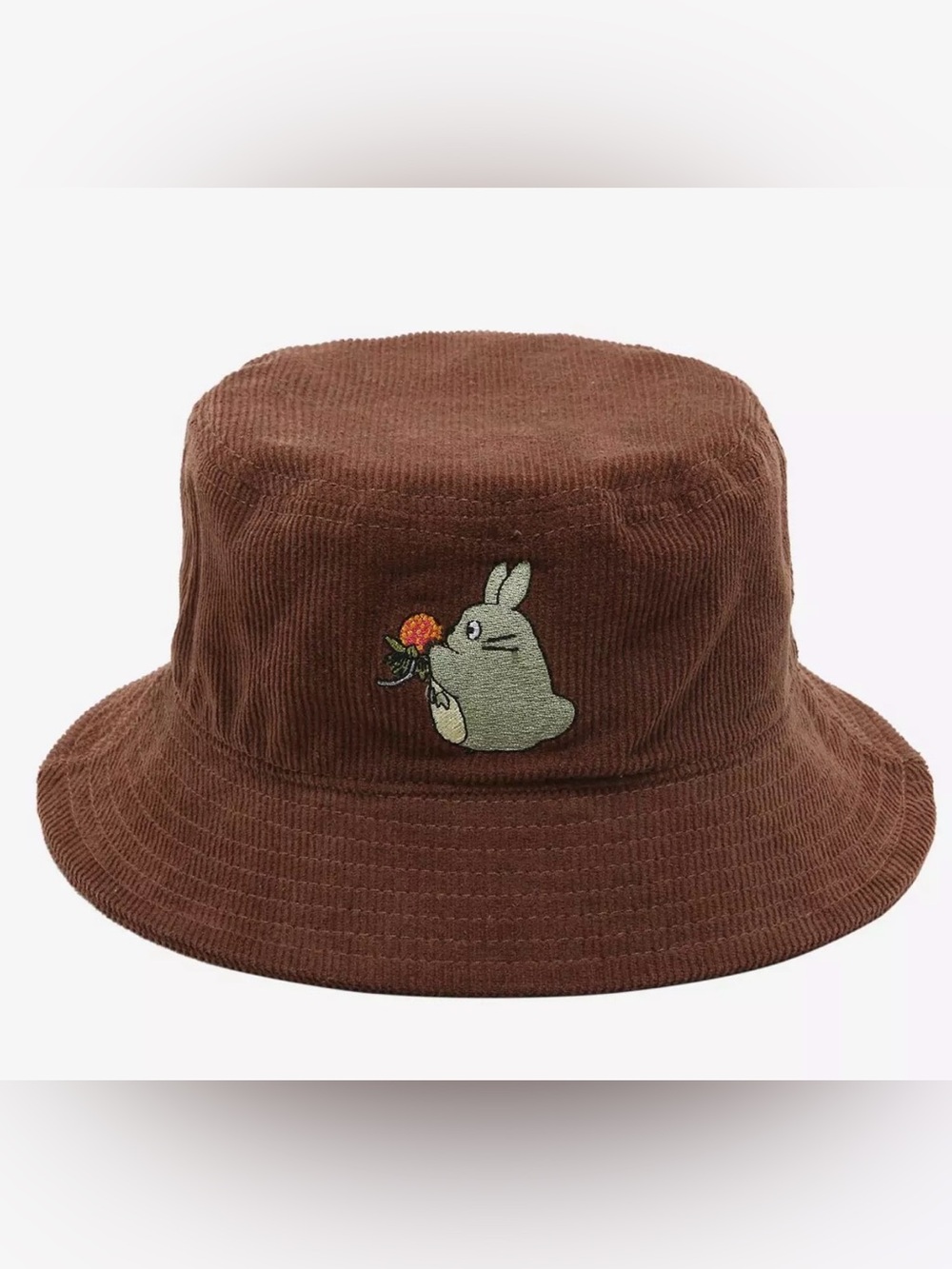 Her Universe Brown Corduroy Bucket Hat with Embroidered Character
